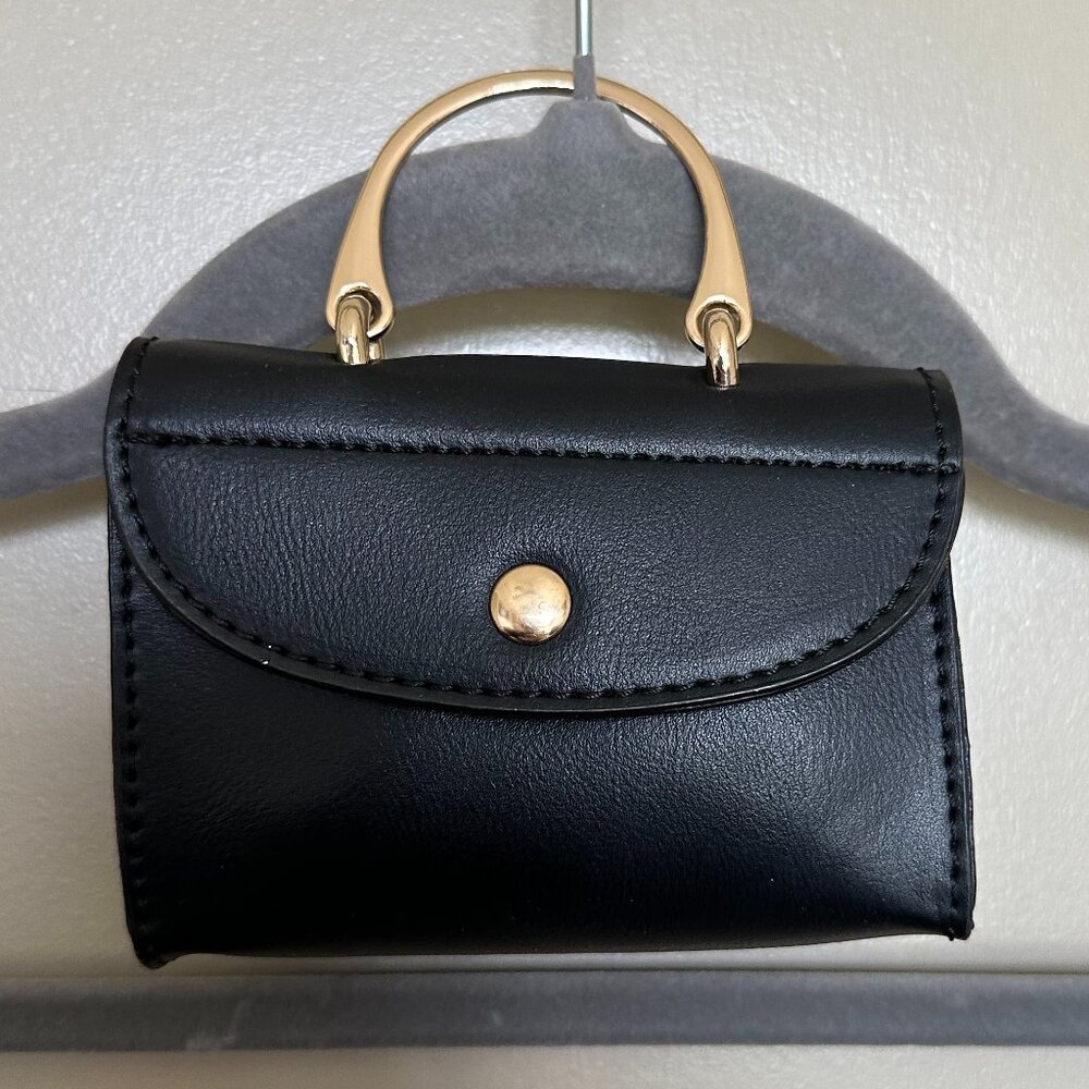 Mini Purse, Black Faux Leather (Brand New)